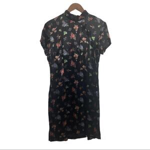 MICA Vintage Chinese Black Floral Dress‎ MAde in the USA Size 12